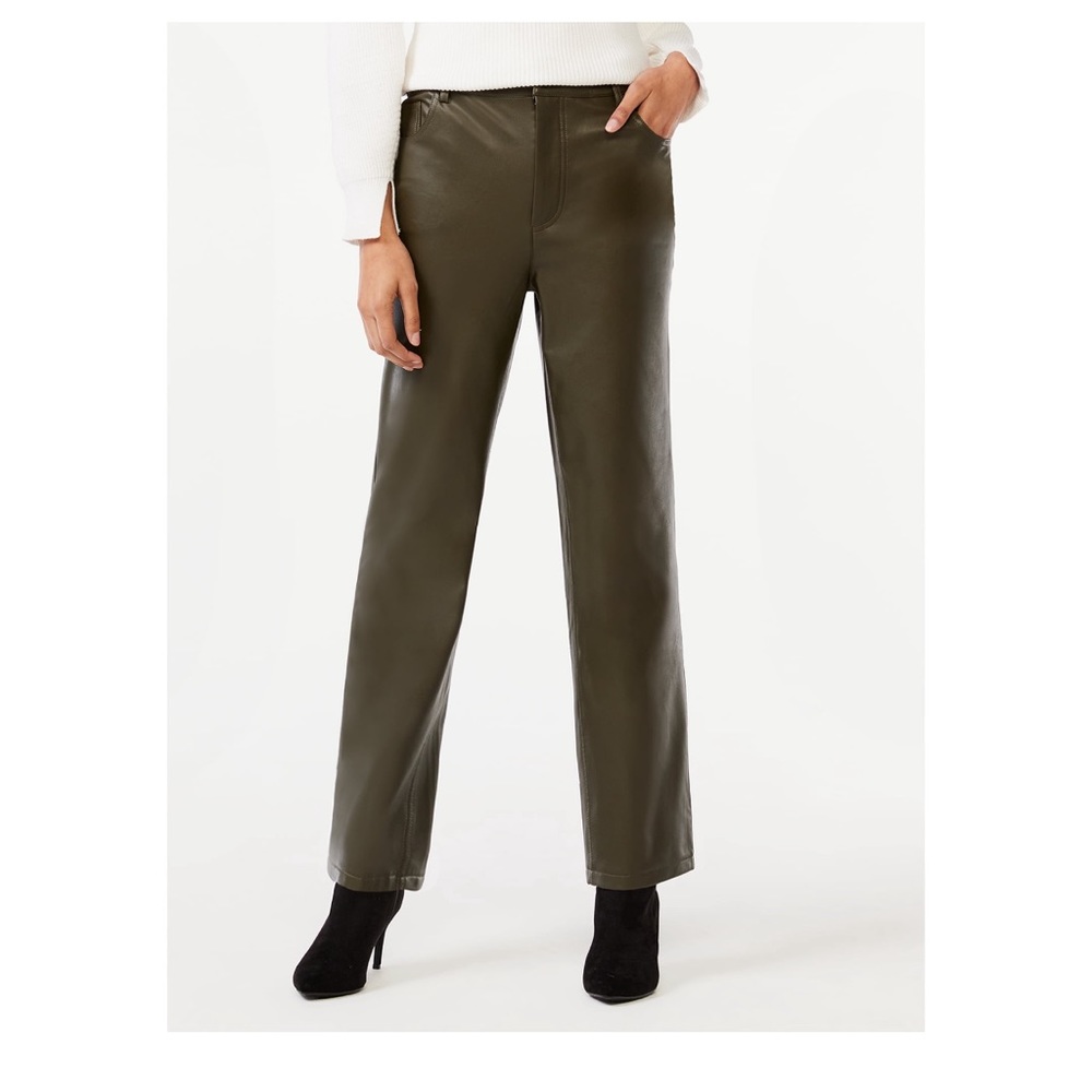 Scoop Olive Vegan Leather Pants Size M